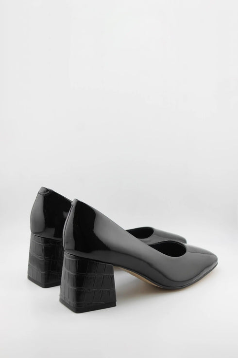 Capelli Rossi Block Heel Croc-Embossed Pumps